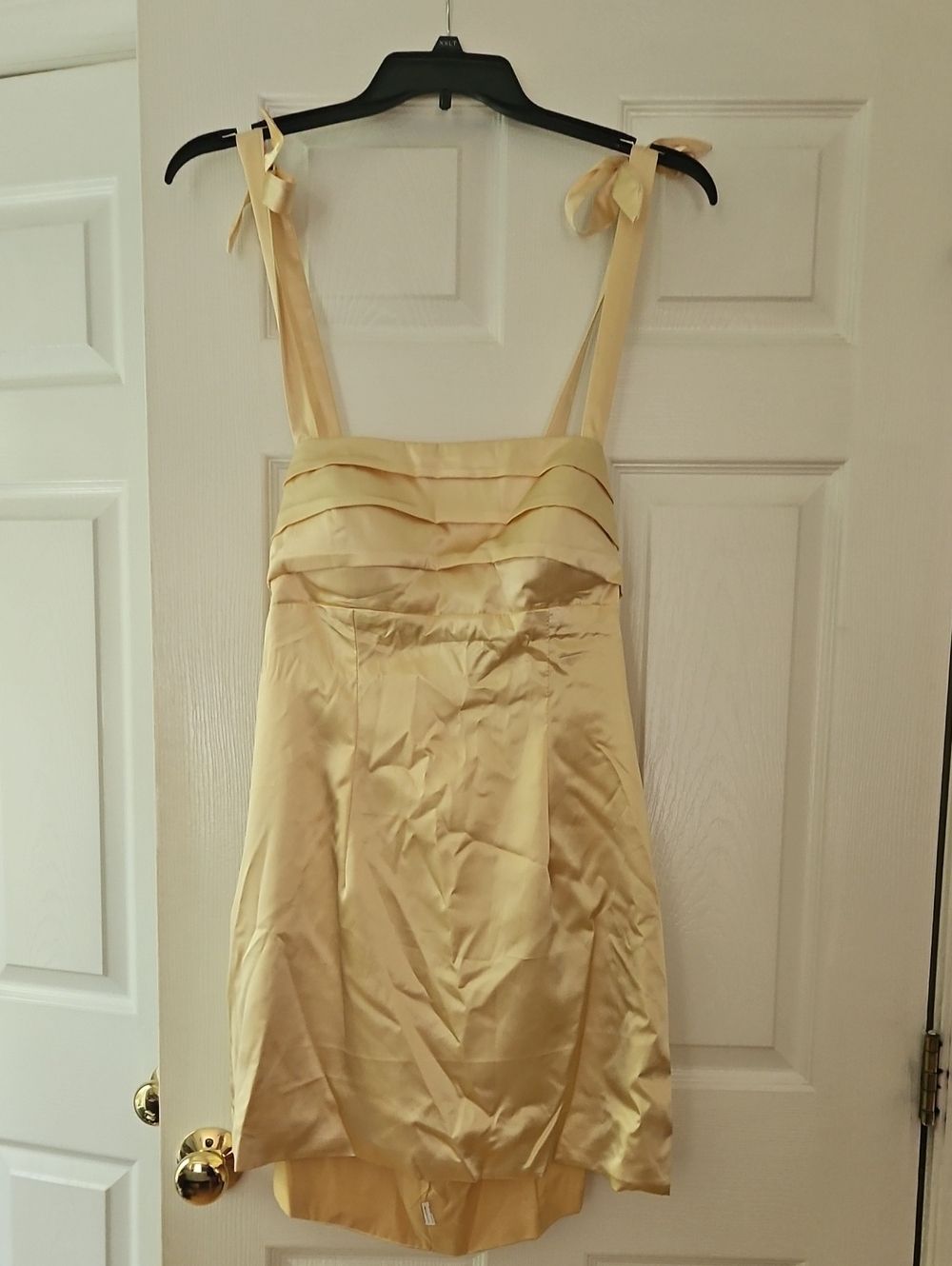 Women's Satin Tie-Shoulder Dress Top in Pale Yellow